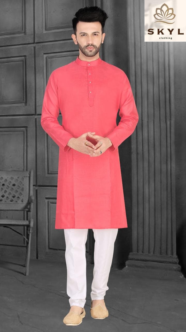 Mens Linen Cotton Kurta Pajama Set — Gajari