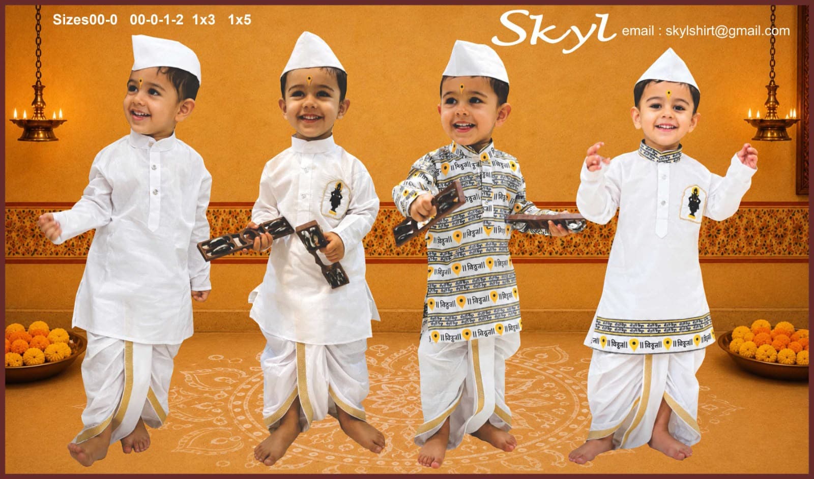 All four Skyl kids dhoti kurta styles